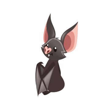 grey bat sitting illustration