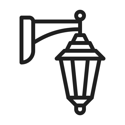 black line icon of an exterior lamp