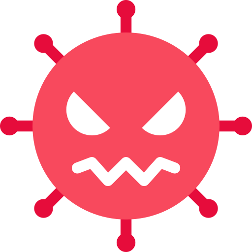 Angry looking red Cryptococcosis cartoon