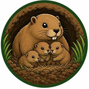 gopher breeding three babies with their mother